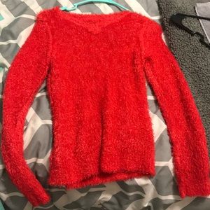 red winter sweater